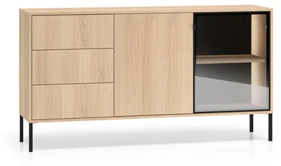 Image de Buffet Barnee, 160 x 40 x 86 cm, 2 portes avec éclairage, couleur au choix, chêne Lindberg
