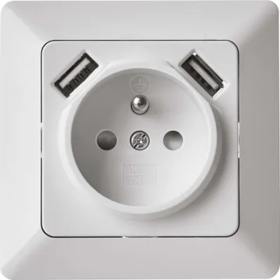 Zásuvka s USB 2,1A max., bílá