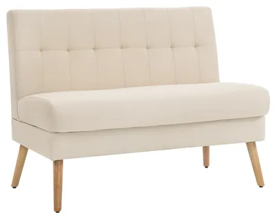 Productafbeelding van HOMCOM Sofa, tweezitter, met gestikte rugleuning, linnenlook, beige