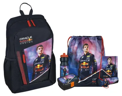 Image de Kit scolaire Red Bull : sac à dos, sac de sport, boîte à lunch, cahier et trousse