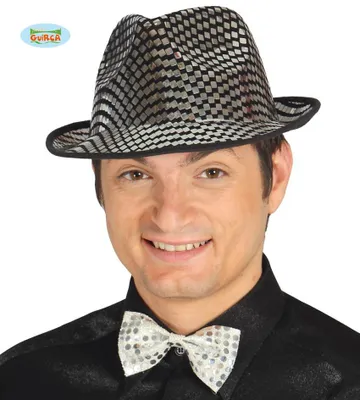 Produktbild von Silberner Gangster Hut mit Pailletten für Erwachsene