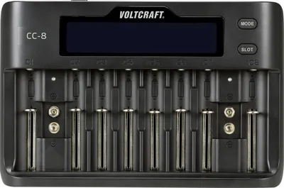 Immagine prodotto di VOLTCRAFT CC-8 caricatore per celle rotonde LiIon, LiFePO, NiMH, NiCd A, Mignon (AA), Micro (AAA), Mini (AAAA), Baby (C), Sub-C