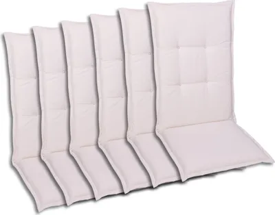 Produktbild von GO-DE Textil, Sesselauflage Hochlehner, 6er-Set, Farbe: weiß, Maße ca.: 120 cm x 50 cm x 6 cm
