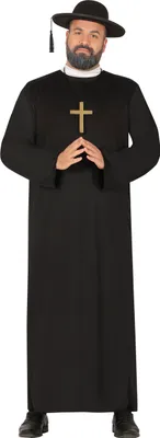 Produktbild von Religion Kleriker Priester Kostüm Sakral Kirche Karneval Fasching Fest Feier Anzug Ordensgewand Mönch Kapitän Kloster Bekleidung Rot, Größe: 56 - 58 (XXL) Farbe: Schwarz