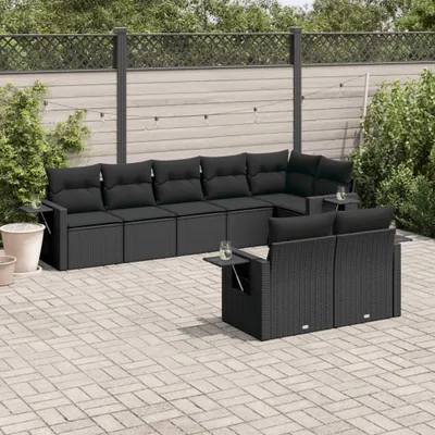 Produktbild von Gartenmöbelgarnituren - 8-tlg. Garten-Sofagarnitur mit Kissen Schwarz Poly Rattan Möbel21