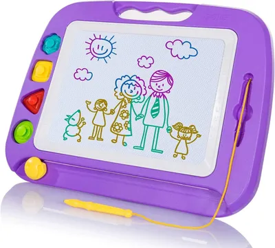 Immagine prodotto di Lavagna magnetica grande per bambini piccoli: tavoletta per disegnare con 4 colori e timbri
