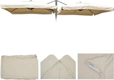 Image de Housse de parasol T44, 8 baleines 3x3m polyester, housse de rechange pour double parasol de signalisation T44 ~ crème avec flap