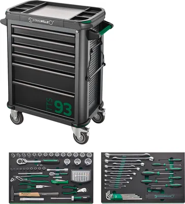 Produktbild von STAHLWILLE Wkz.-Sortiment m.Werkstattwagen 93/130 Schubl.6 anthrazit, RAL 7016 130 St.