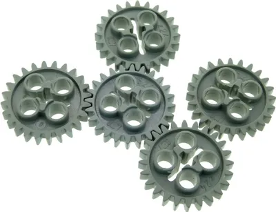 Produktbild von 5x Lego Technic Zahnrad z24 alt-hell grau 24 Rad Achs Loch 4107543 24505 3648