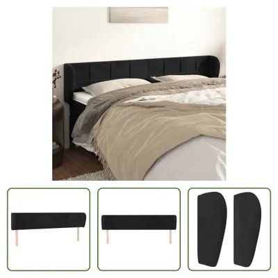 Produktbild von The Living Store Kopfteil mit Ohren Schwarz 183x23x78/88 cm Samt