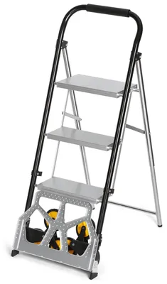 Produktbild von Vigevee Treppensackkarre 2 in 1 Klappleiter Sackkarre klappbar Transportwagen 3 Stufen 80 kg