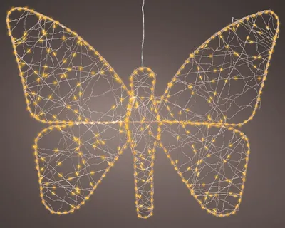 Image de Papillon Lumineux Doré Décoration Lumineuse Led Extérieur - Lumineo