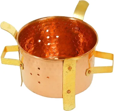 Kupferwärmer Angithi mit Messinggriff, 12,5 cm