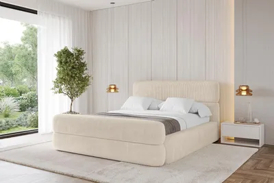 Produktbild von ALTDECOR Polsterbett mit Bettkasten - ENORA-Z - 180x200 Beige - Bett mit Kopfteil und Fußteil, Boxbett ohne Matratze, Doppelbett mit Stauraum