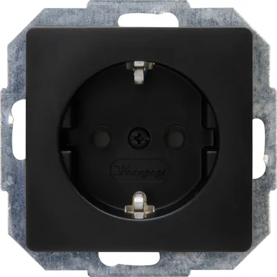 Produktbild von Kopp Paris Schutzkontakt-Steckdose, 1-fach, mit Berührungsschutz, 16A, 250V, IP20, schwarz, matte Oberfläche, 920650080