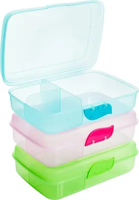 Produktbild von Lunchbox Kinder 3er Set mit Fächern, stapelbar, leicht zu reinigen, bunt