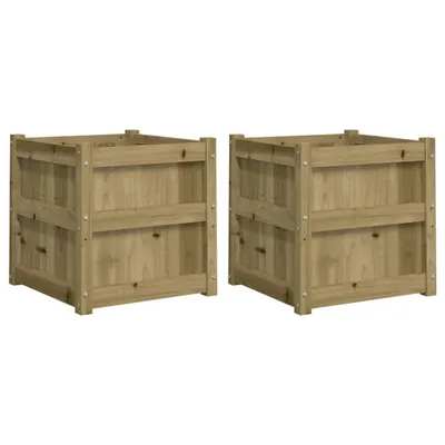Image de vidaXL Bac à plantes 2 pcs. Bois de pin imprégné
