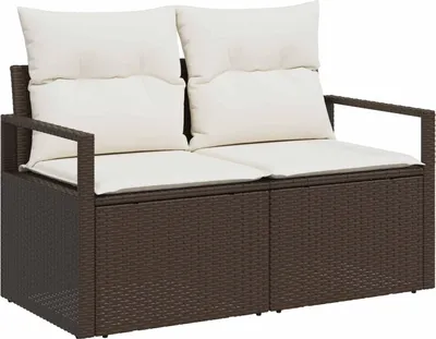 Immagine prodotto di vidaXL Divano da giardino con cuscini 120 x 62 x 69 cm in poly rattan