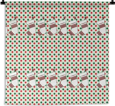 Produktbild von MuchoWow® Wandteppich Wandbehang Weihnachten - Muster - Vintage 150x150 cm Tapisserie Dekoration Wandtuch - Wohnaccessoires - Modernes