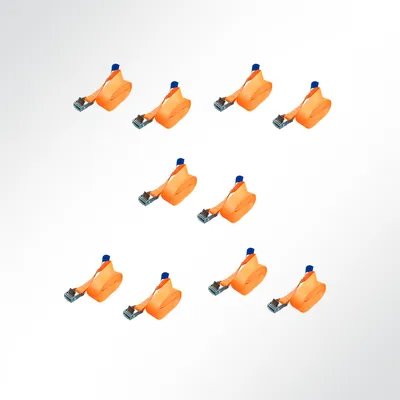 Produktbild von 10x Spanngurt Klemmschloss 5m lang 25mm breit orange Befestigungsriemen