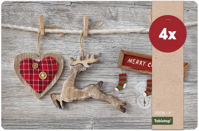 Produktbild von Abwaschbare Tischsets 4er Set Weihnachten Merry Christmas