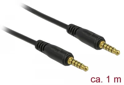 Produktbild von Klinkenkabel 3,5mm 5Pin (Stecker) > 3,5mm 5Pin (Stecker) (schwarz, 1 Meter)