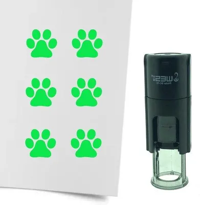 Productafbeelding van Hondenpootafdrukplaatje - Zelfklevende afdrukkaart - Afdrukkaart voor binnen - Zelfklevende hondenpootstempel - 10 mm rond - Heldergroen