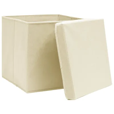 Obrázek produktu pro vidaXL Úložné boxy s víkem 4 ks 28x28x28 cm krémová