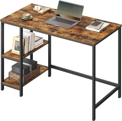 Produktbild von Hoppa! | Schreibtisch Computertisch | Stahlgestell Industriedesign Vintage | Braun Schwarz
