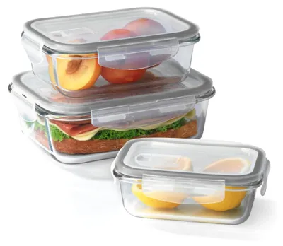 Produktbild von Glas-Frischhaltedosen Klick-it 3er Set | Als Brotdose oder für Meal Prep | Spülmaschinen-, Mikrowellen- und Gefrierschrankgeeignet | Aufbewahrungsbox mit Deckel