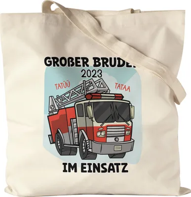 Produktbild von Großer Bruder 2023 Stoffbeutel Jutebeutel Canvas Feuerwehrmann Retter Beschützer Geschwister Liebe Familie Geborgenheit