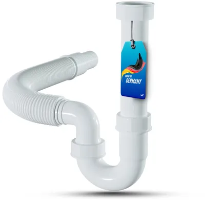 Produktbild von LOBENSWERK Flexibler Ablaufschlauch - 100% Wasserdicht - Siphon Küchenspüle mit G 1 1/2" und 40/50mm Einsteckmaß - Geruchsverschluss + Dichtungen