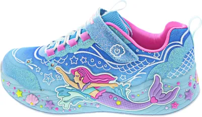 A single child's sneaker with a mermaid theme.