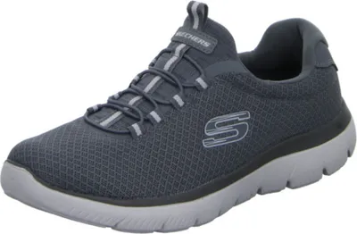A single gray Skechers sneaker is shown against a white background.