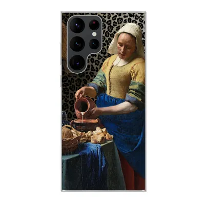 Produktbild von MuchoWow® Handyhülle Schutzhülle Hülle für Samsung Galaxy S22 Ultra Milchmädchen - Kunst - Pantherdruck - Vermeer - Gemälde - Alte Meister Silikon Softcase Handy Hülle - Abbildung