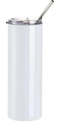 Produktbild von craftcut - Tumbler-Becher mit Trinkhalm in Weiß - 600ml