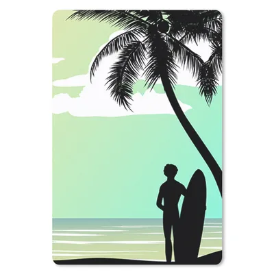 Produktbild von MuchoWow® Mauspad Mousepad Meer - Surfbrett - Palme 18x27 cm - Mousepads - Maus Mat - Pad - Mausunterlage
