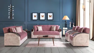 Produktbild von Sofagarnitur 3+2+1+1 Textil Holz Sofa 3 Sitzer Modern Sessel Neu Komplett Set