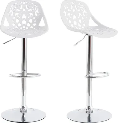 Produktbild von Miliboo - Design-Barhocker Barock Weiß 2er Set BAROCCA.