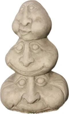 Immagine prodotto di Figure di pietra a corno Tre facce di pietra impilate in pietra fusa adatte al giardino o all'uso interno, resistenti al gelo e alle intemperie e nuove, alte 24 cm, SU-2248