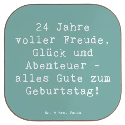 Produktbild von Mr. & Mrs. Panda Tassenuntersetzer Spruch 24. Geburtstag - Meeresbrise - Geschenk, 24 Jahre, Untersetzer für Gläser, Alter, Getränkeuntersetzer, Geburtstagsgeschenk, Glas