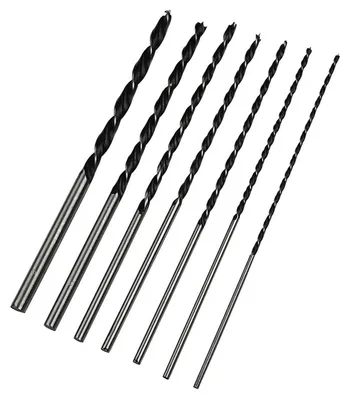 Imagen del producto de Juego de brocas para madera, de 7 piezas, extra largas (300 mm), con diámetros de 4 a 12 mm, para perforar madera