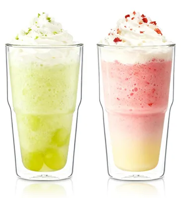 2er-Pack doppelwandige Glasbecher 16 oz (470 ml) isoliert