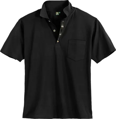 Produktbild von Orbis Trachten-Poloshirt Übergrößen schwarz Stickerei