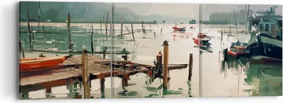 Produktbild von Bild auf Leinwand - Leinwandbild - Boot Ufer Brücke - 90x30cm - Wand Bild - Wanddeko - Wandbilder - Leinwanddruck - Bilder - Kunstdruck - Wanddekoration - Leinwand bilder - Wandkunst - CA90x30-3829