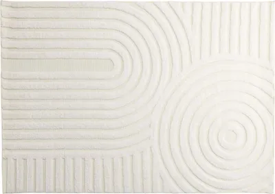 Image de FURNLUX Tapis de salon Nikita Blanc 200cm / Couleur principale : Blanc / Dimensions : 200 x 290 x 4 cm