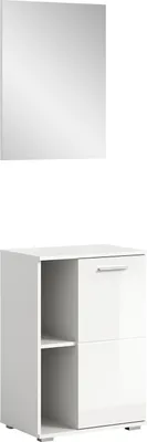 Produktbild von Garderoben-Set "Prego" in weiß/weiß hochglanz. Abmessungen (BxHxT) 55x191x37 cm