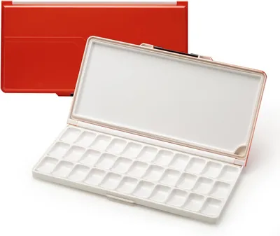 Image de Palette de peinture aquarelle, 33 godets, rouge, pliable, pour la peinture