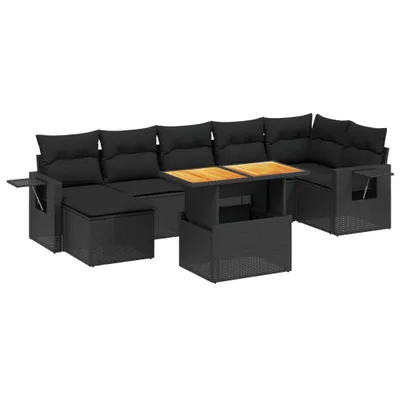 Produktbild von vidaXL 8-tlg. Garten-Sofagarnitur mit Kissen Schwarz Poly Rattan