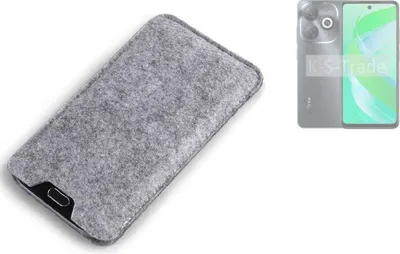 Produktbild von K-S-Trade Filz Handyhülle kompatibel mit Infinix Smart 8 Plus Schutzhülle Filztasche Filz Tasche Case Sleeve Handy Hülle Filzhülle grau